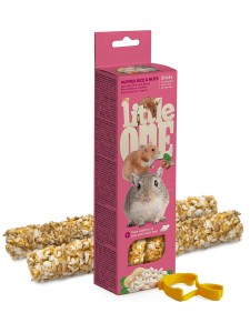 Little One Gepofte Rijst & Noten Knabbelsticks voor knaagdieren 2x 55 gr