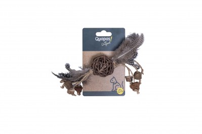 Quapas! Cat toy Rattan ball with feathers short